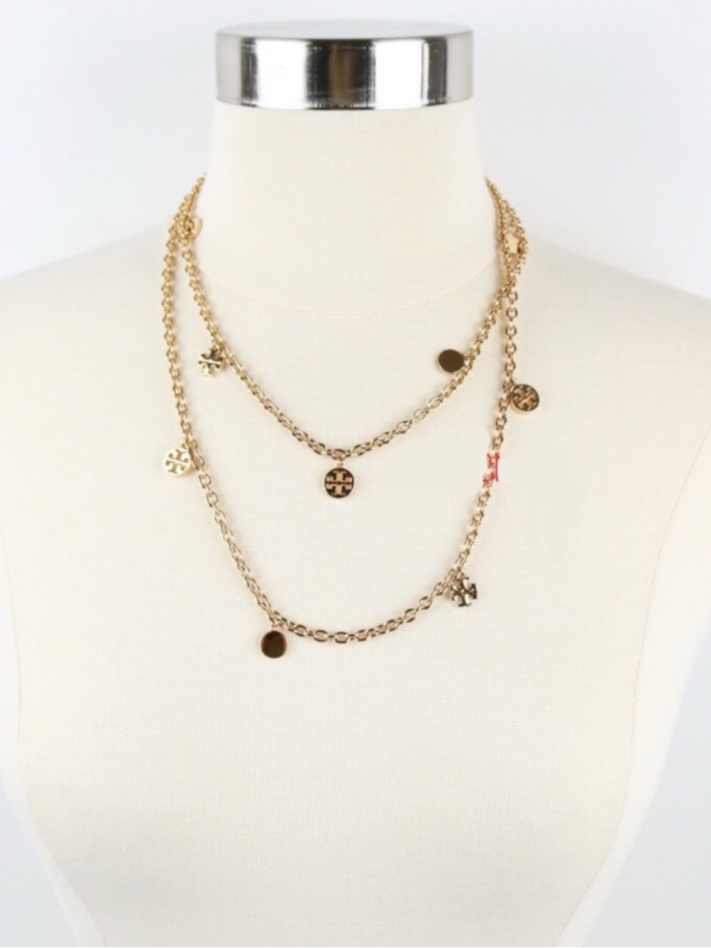 Tory Burch Logo Charm Rosary Necklace NWT